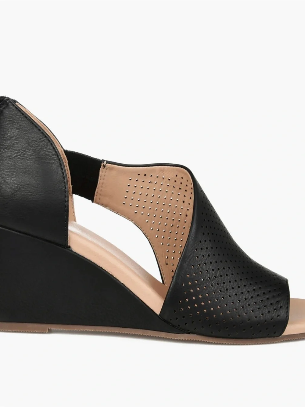 Journee Collection Women's Aretha Perforated Peep Toe Wedge Sandals